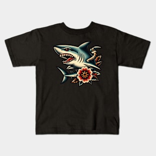 Traditional american shark tattoo Kids T-Shirt